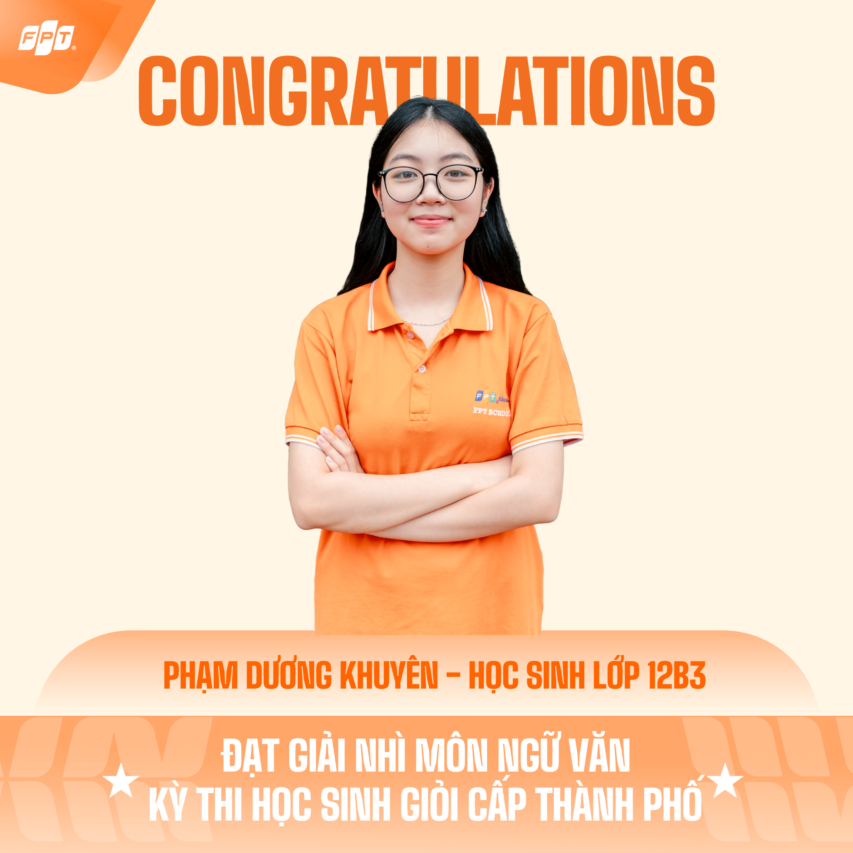 Phạm Dương Khuyên - học sinh lớp 12B3, Đạt giải nhì môn Ngữ văn Kỳ thi Học sinh giỏi cấp Thành phố Hà Nội