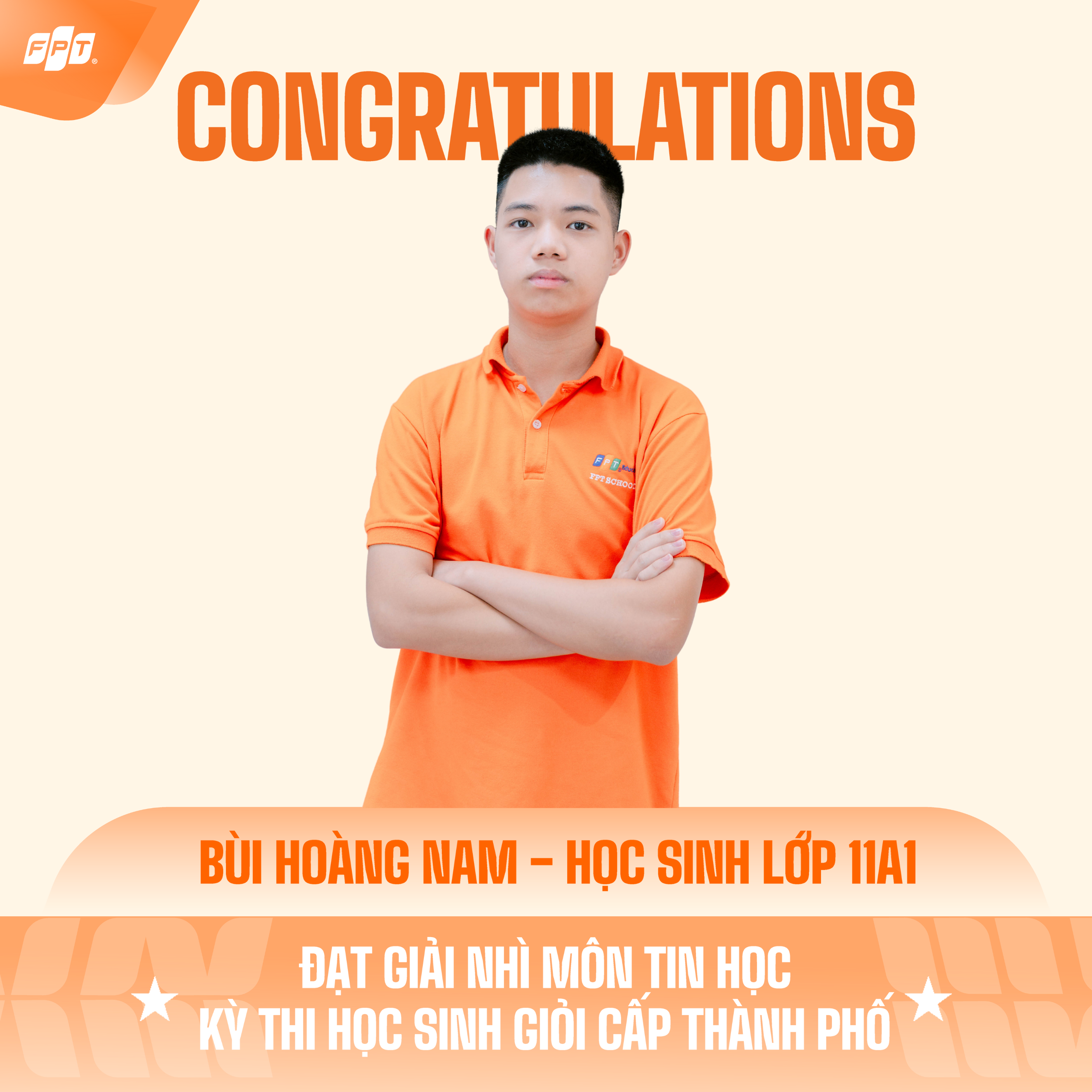 Bùi Hoàng Nam – lớp 11A1 đạt giải Nhì môn Tin học