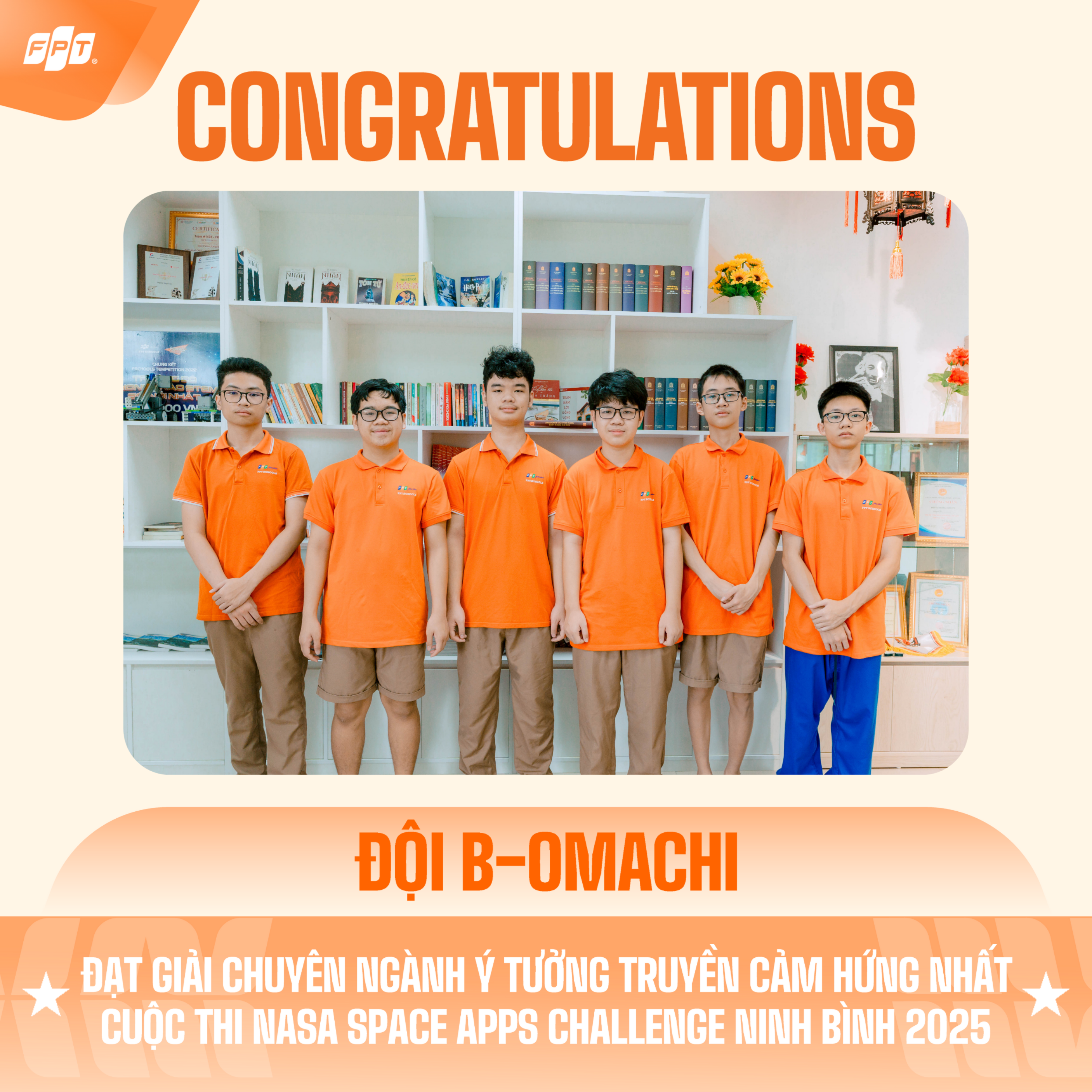 Đội B-Omachi đạt giải Chuyên ngành Ý tưởng truyền cảm hứng nhất cuộc thi NASA Space Apps Challenge Ninh Bình 2025