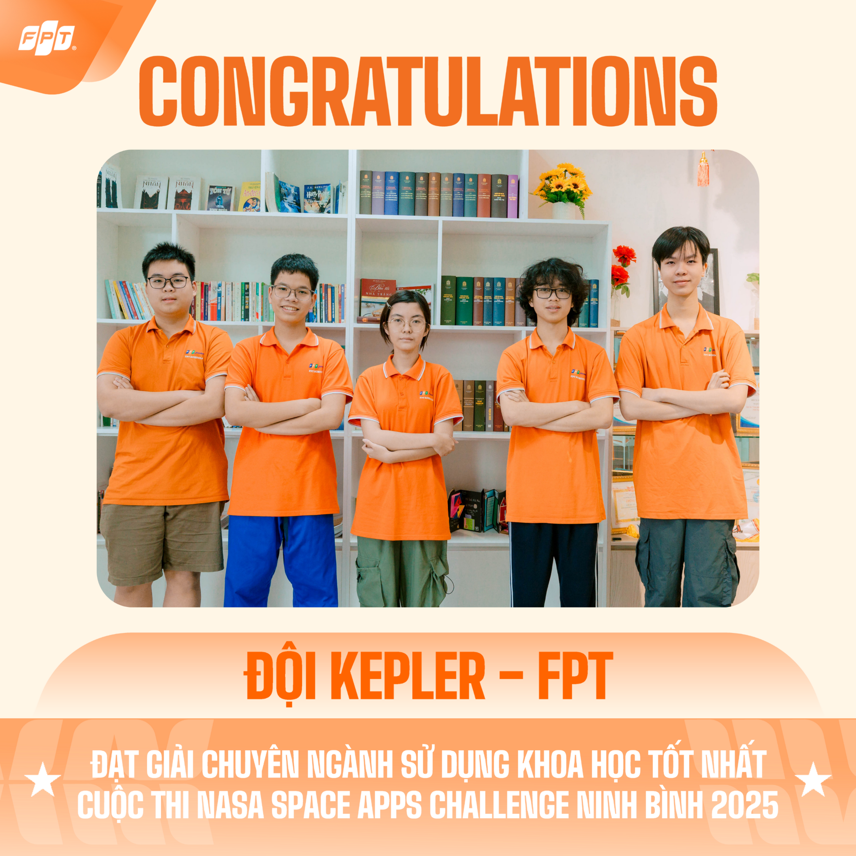 Đội Kepler-FPT đạt giải Chuyên ngành Sử dụng khoa học tốt nhất cuộc thi NASA Space Apps Challenge Ninh Bình 2025