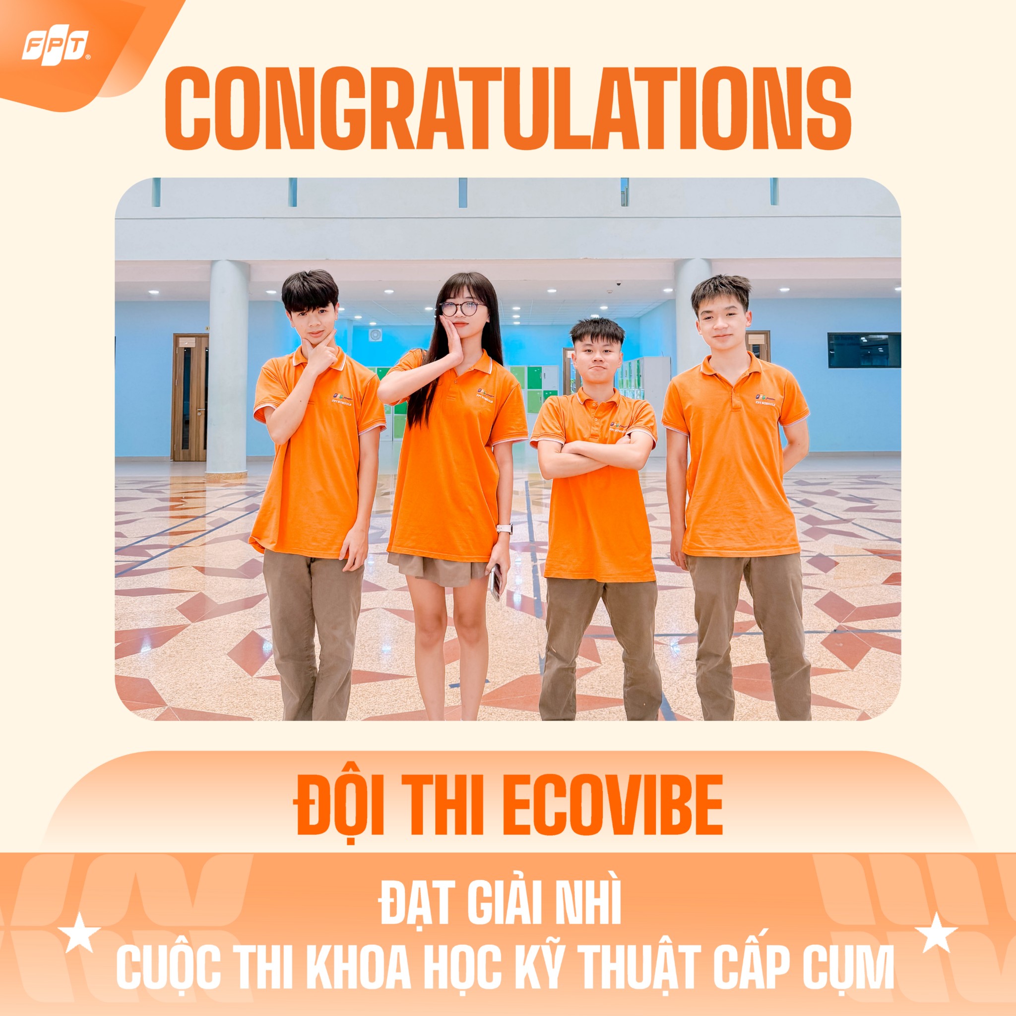 Đội thi ECOVIBE đạt giải Nhì cuộc thi Khoa học Kỹ thuật cấp Cụm